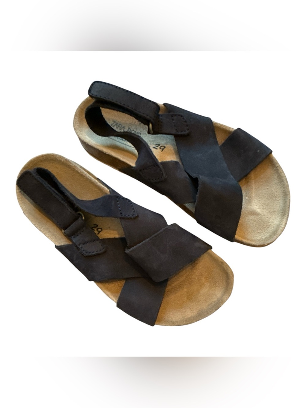 Zara Genuine leather navy sandals size 29